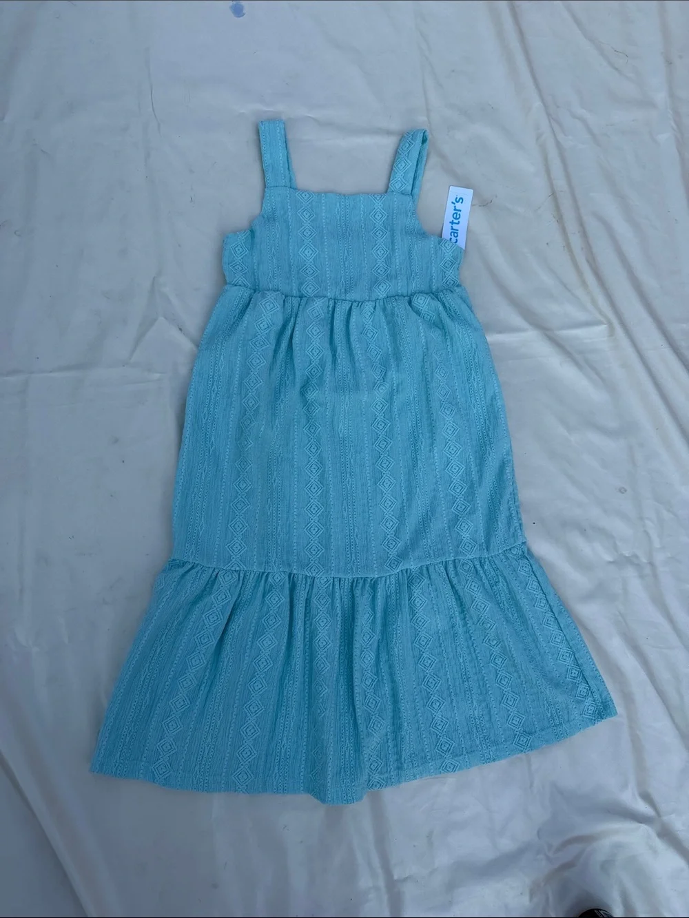 Carter's Girls Aqua Textured Sundress Sz 7